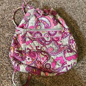Vera Bradley gray and pink drawstring backpack